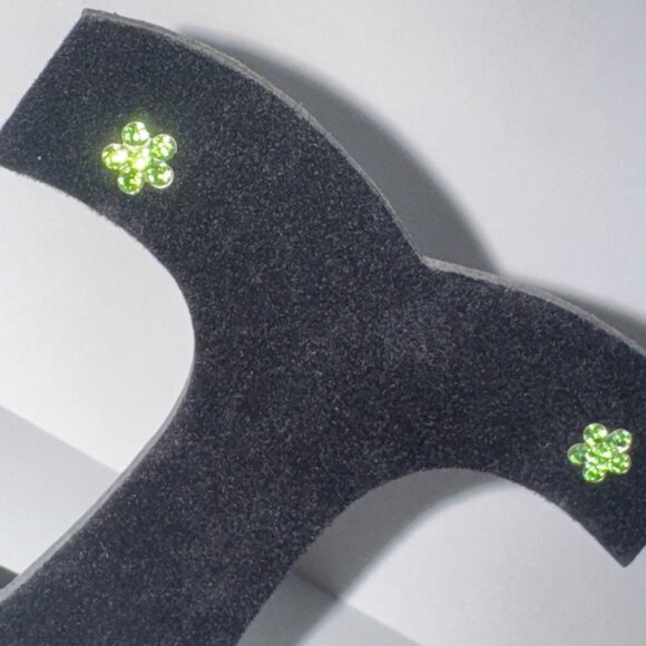 7mm Green Flower Cz And Sterling Post Earrings - Picture 7 of 12